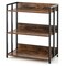 3-tier Corner Bookcase With Adjustable Shelves And Metal Frame